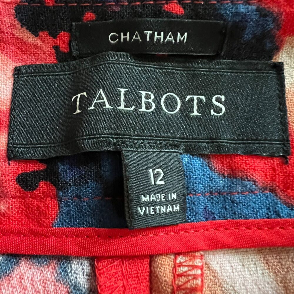TALBOTS Chatham Ankle Pants 12 Floral Red Blue Beige Side zip - Picture 6 of 10